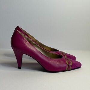 Vintage Yves Saint Laurent Pink Leather Heel Pumps Size 36